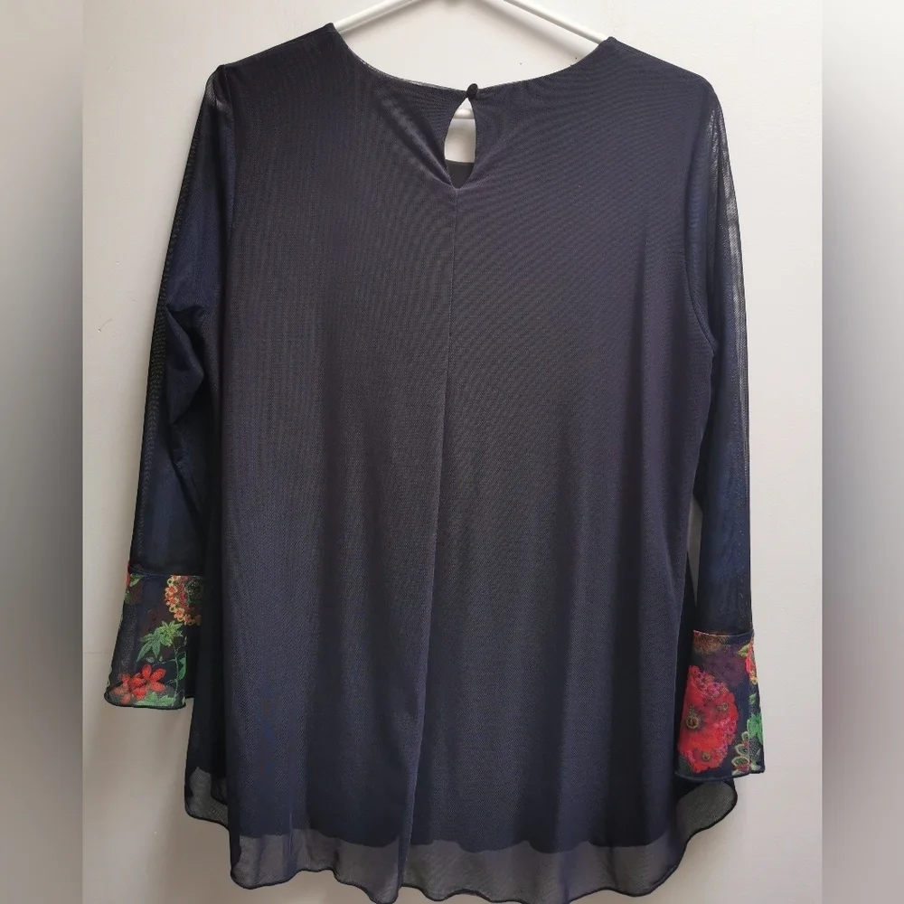 Desigual Rachel Blouse Blue size Large ptp 21" - Picture 6 of 10